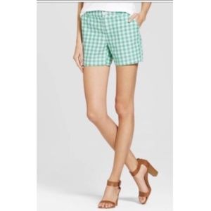 MERONA Shorts 18 Womens Mint Green Gingham Plaid